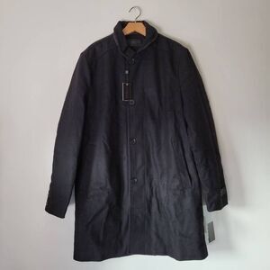 Ike Behar NYC Wool Melton Topcoat – Large Tall – Black – NWT $275